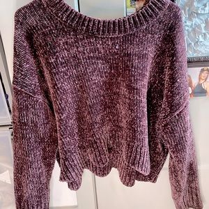 Soft velvet purple sweater